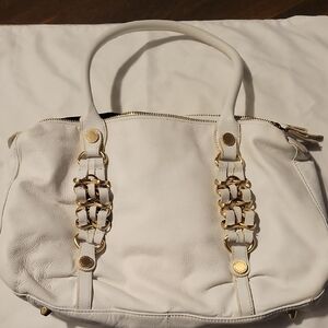 TAHARI White Pebble Leather Large Handbag